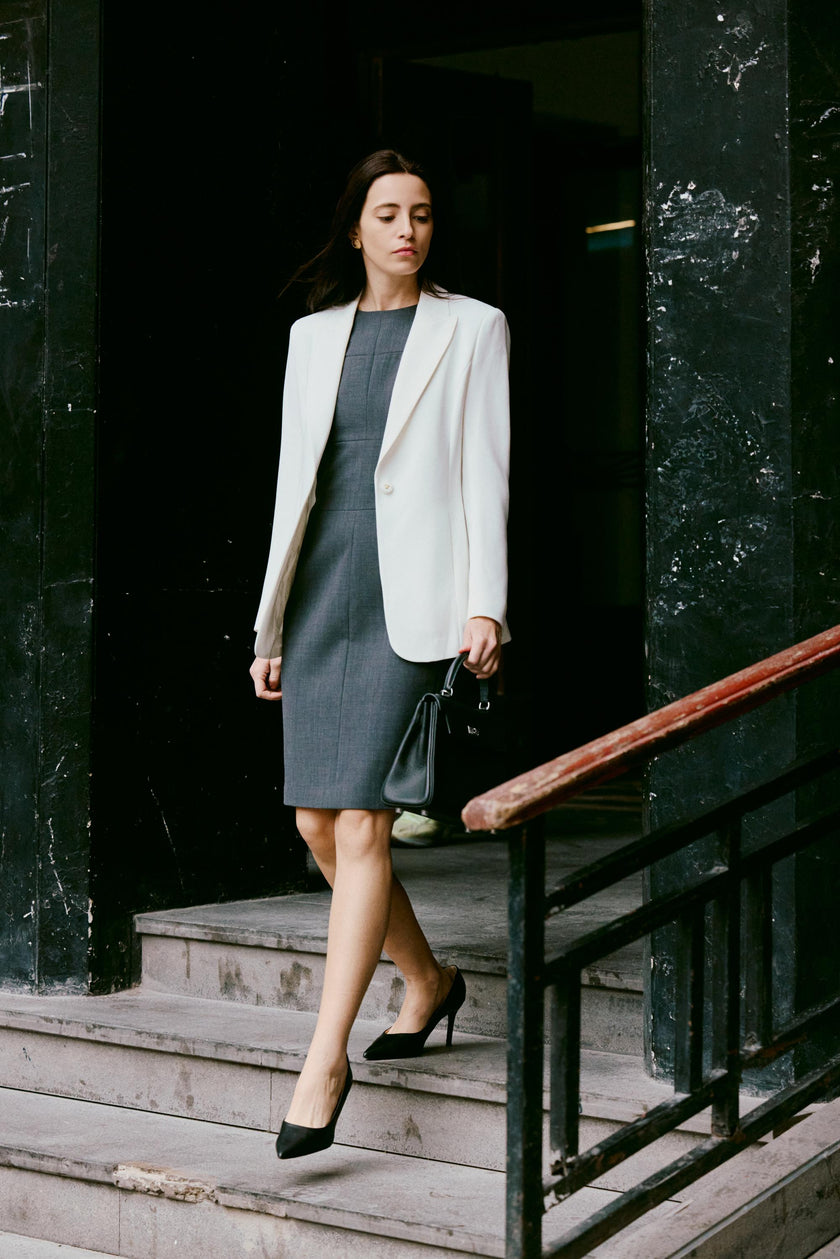 EV LéSuit™ White Single-breasted One-button Blazer