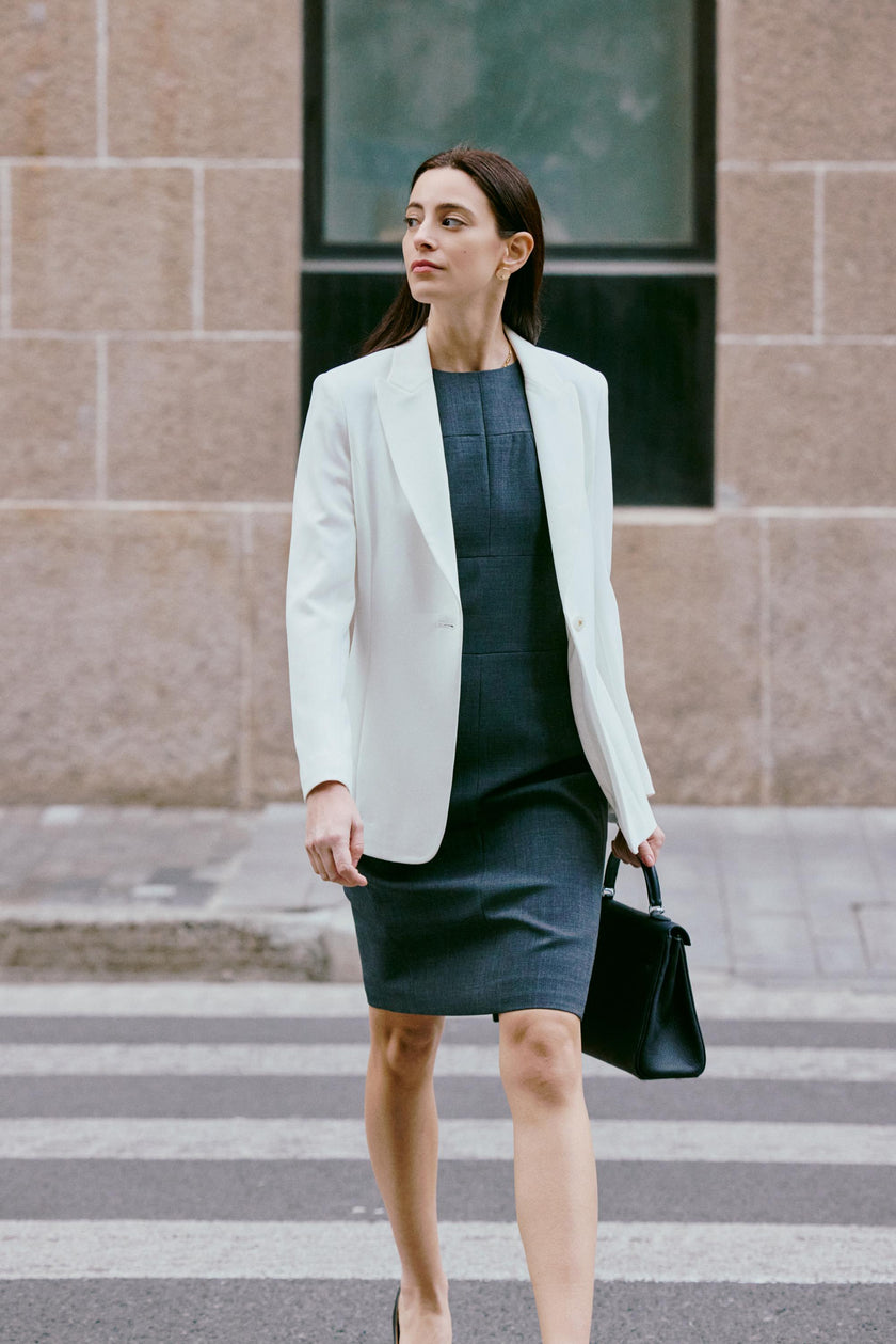 EV LéSuit™ White Single-breasted One-button Blazer