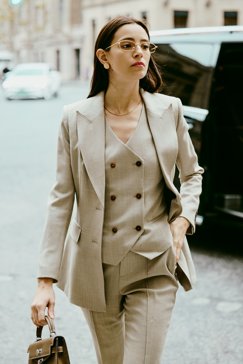 LC DOM™ Apricot Granular Texture Single-breasted Blazer