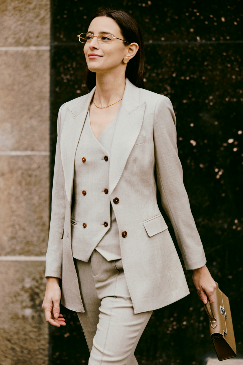 LC DOM™ Apricot Granular Texture Single-breasted Blazer