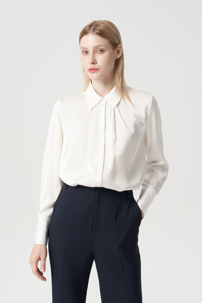 EV Sush™ White Small Point Collar Pintuck Shirt