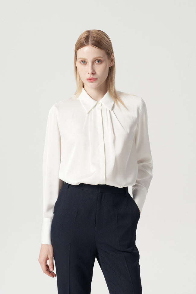 EV Sush™ White Small Point Collar Pintuck Shirt