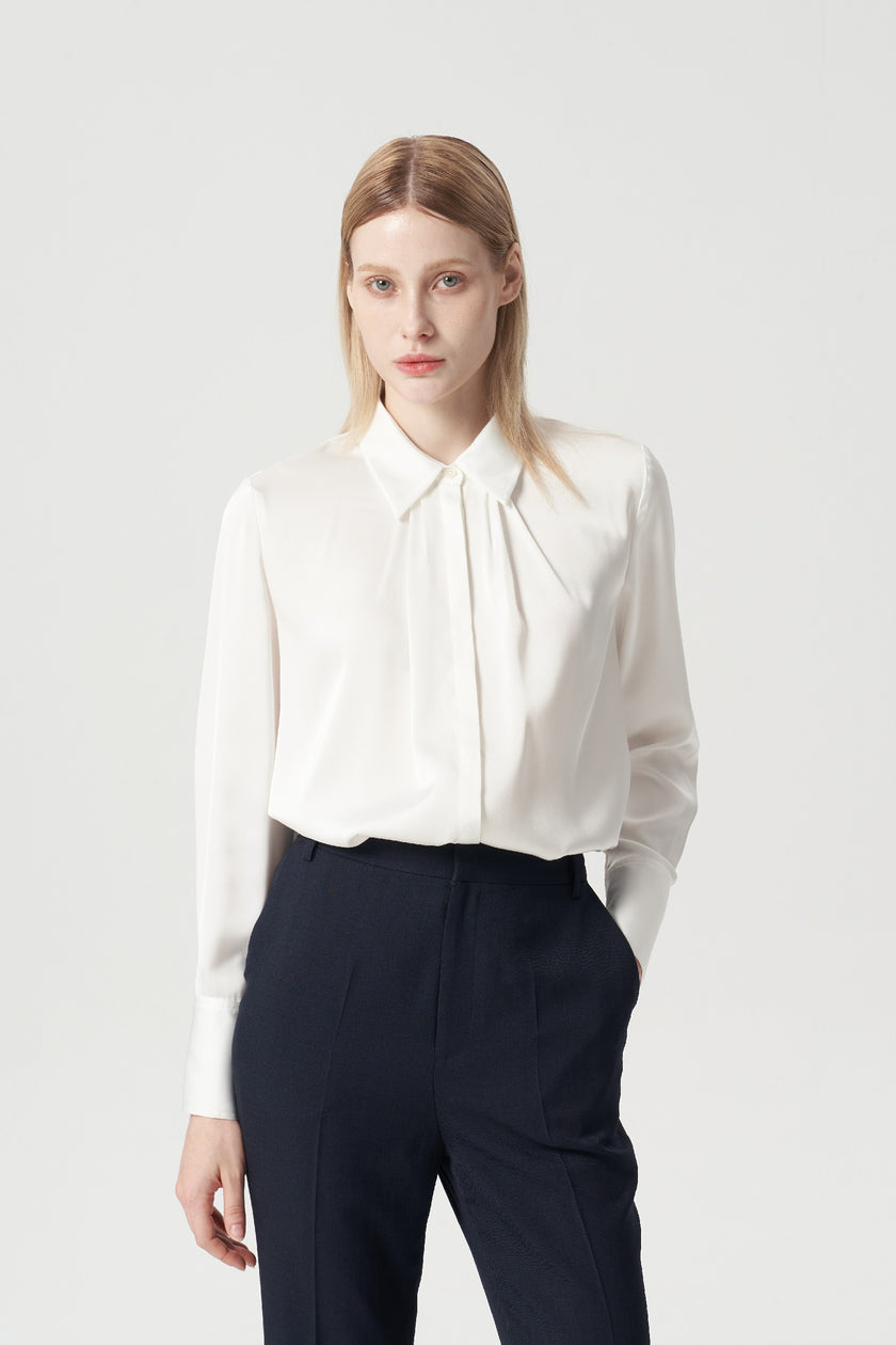 EV Sush™ White Small Point Collar Pintuck Shirt