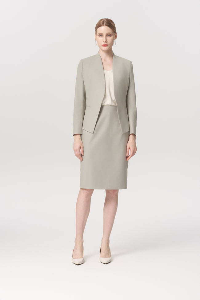 EV LéSuit™ Yale Oatmeal Collarless Blazer