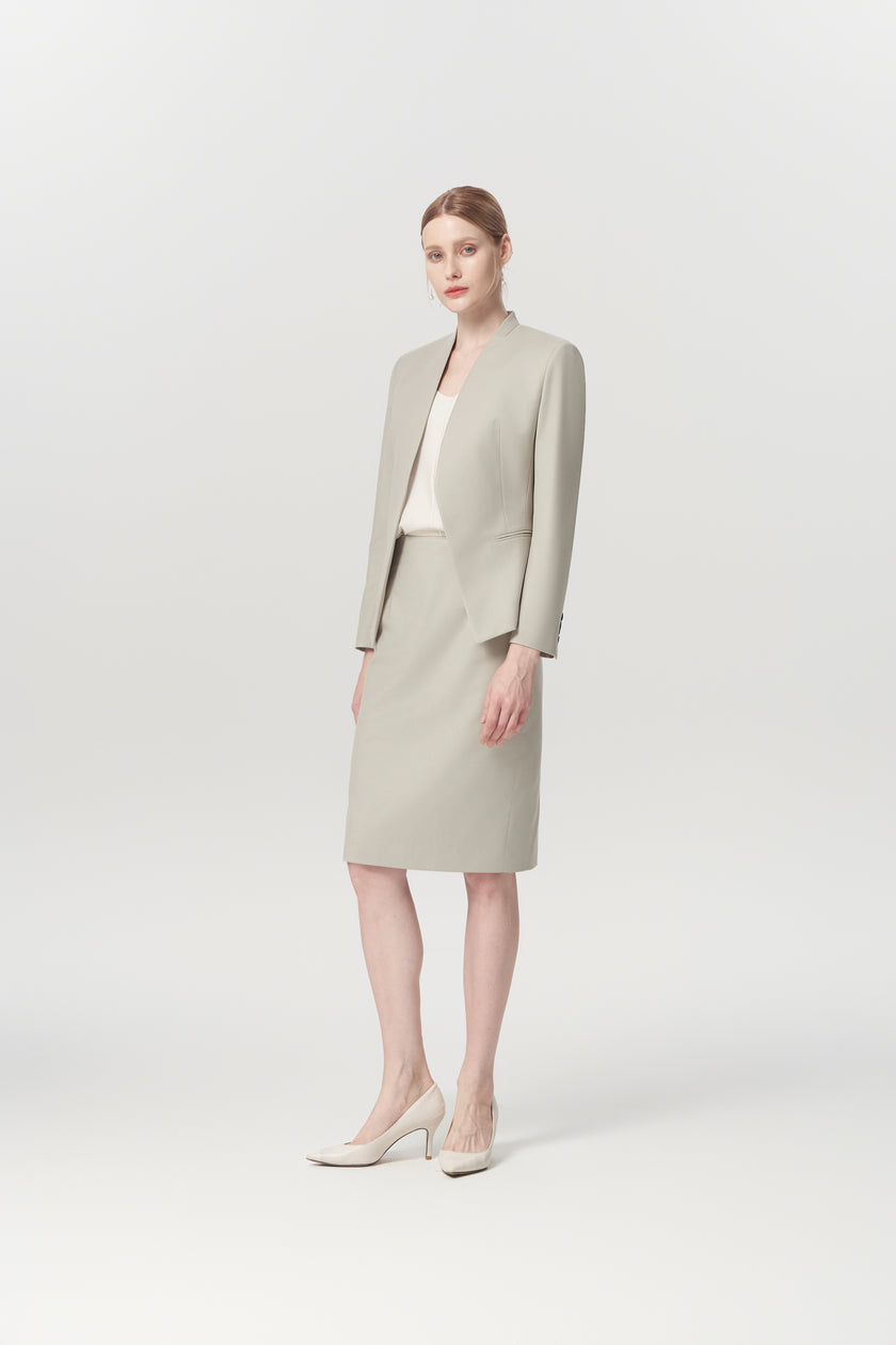 EV LéSuit™ Yale Oatmeal Collarless Blazer