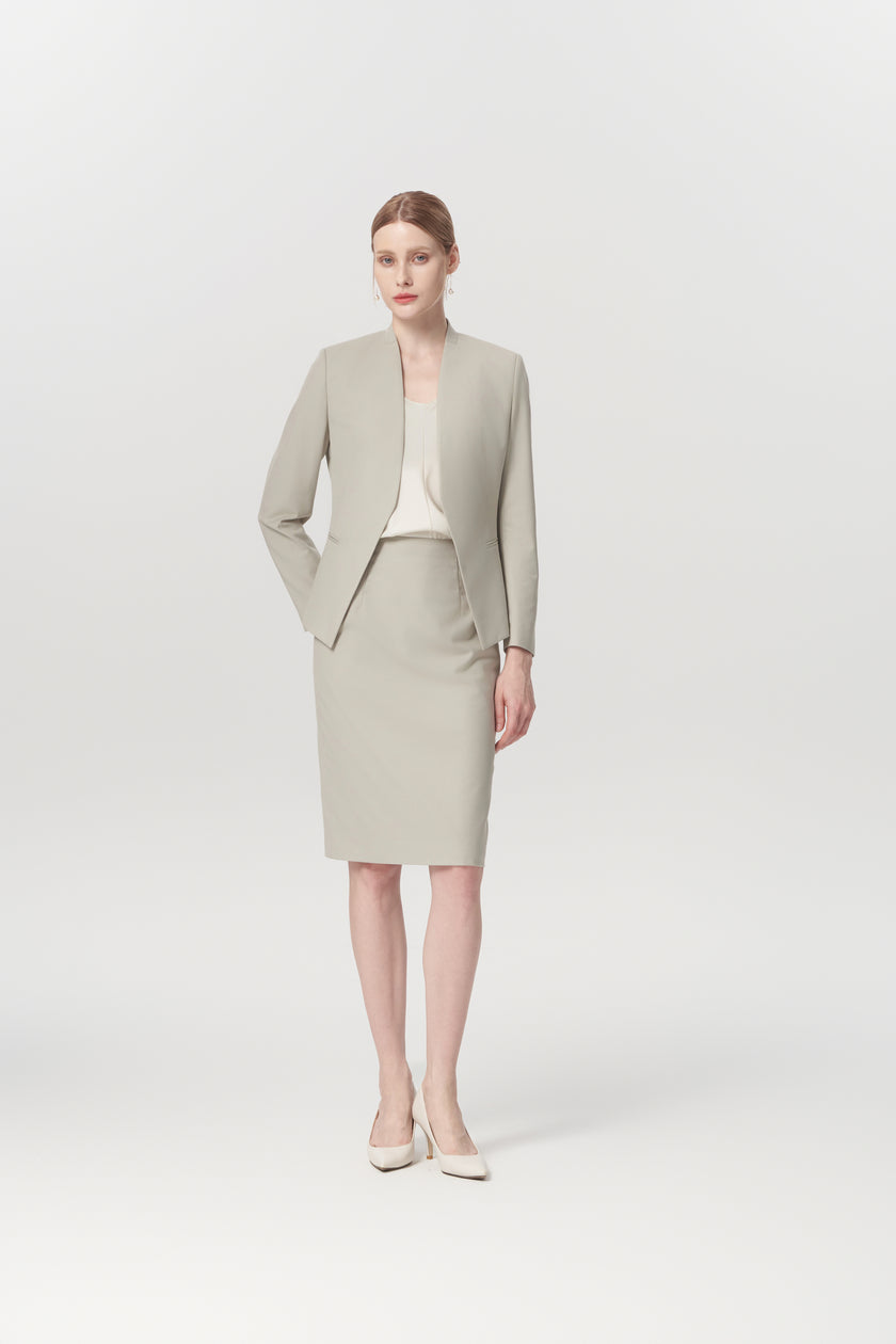 EV LéSuit™ Yale Oatmeal Collarless Blazer