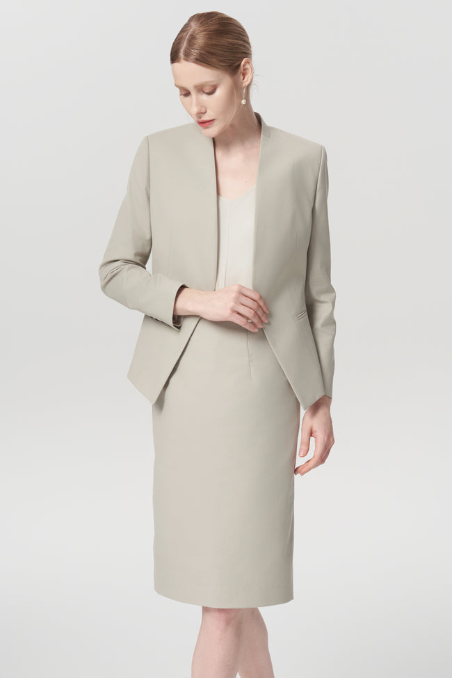 EV LéSuit™ Yale Oatmeal Collarless Blazer