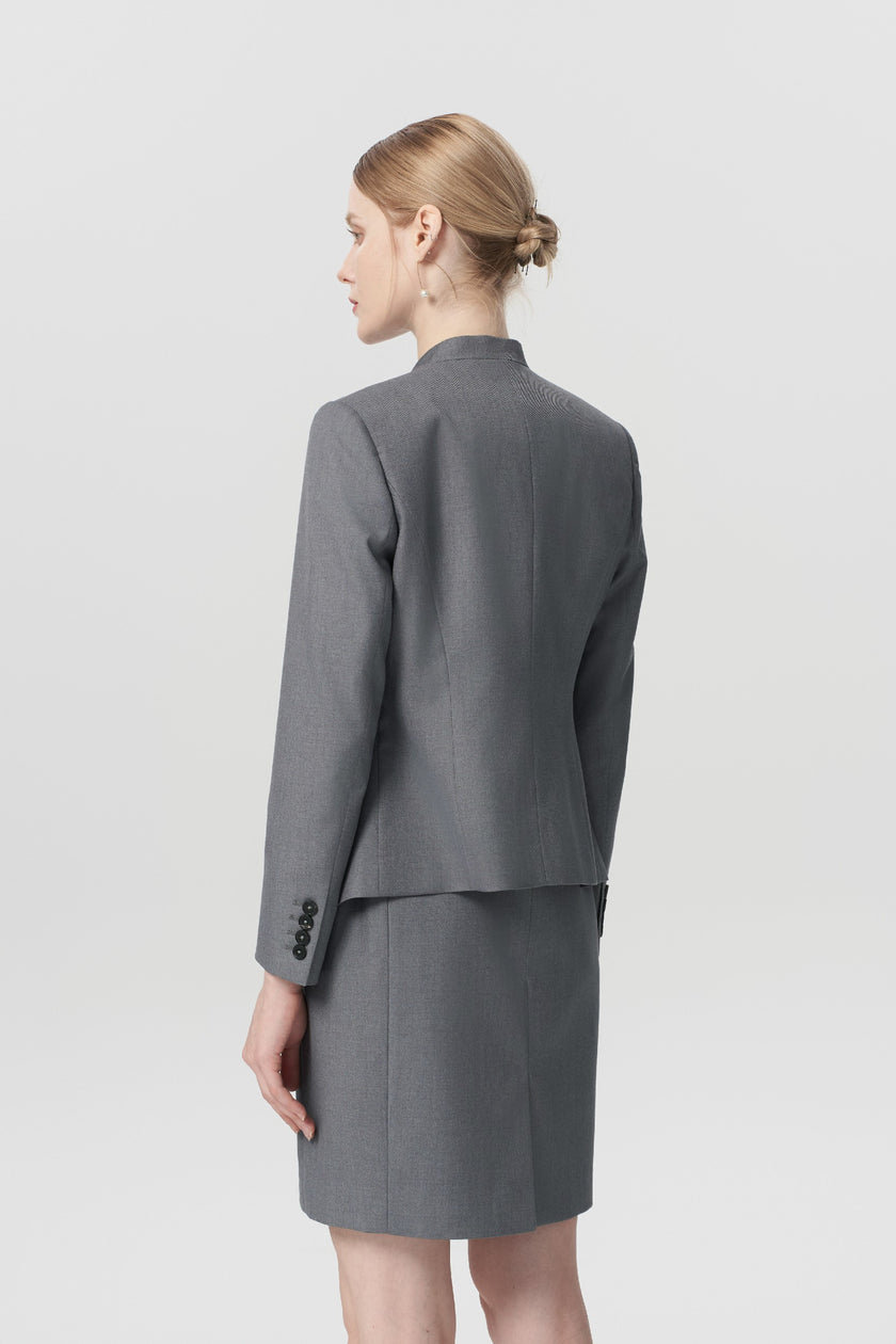 EV LéSuit™ Yale Gray Collarless Blazer
