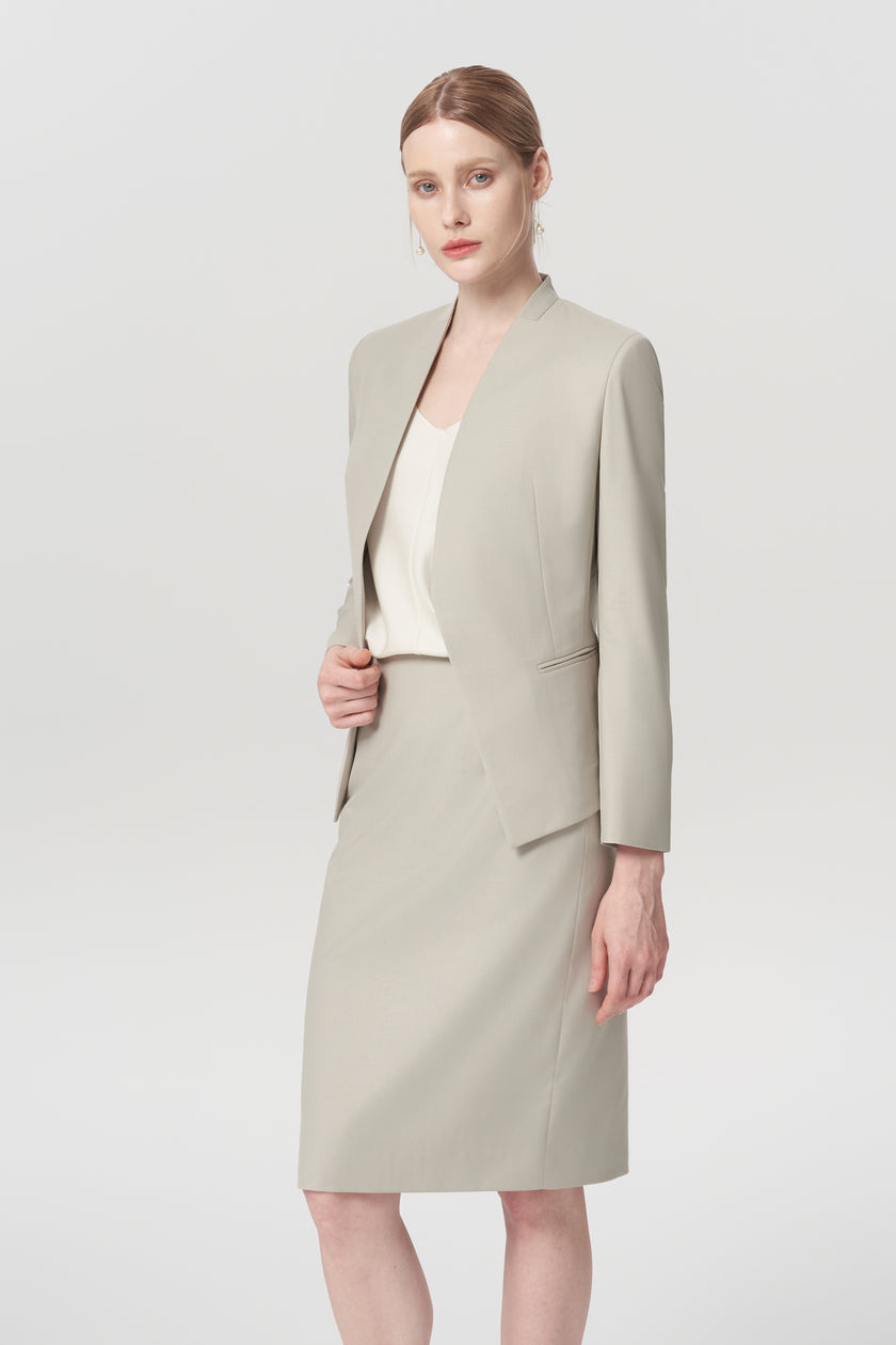 EV LéSuit™ Yale Oatmeal Collarless Blazer