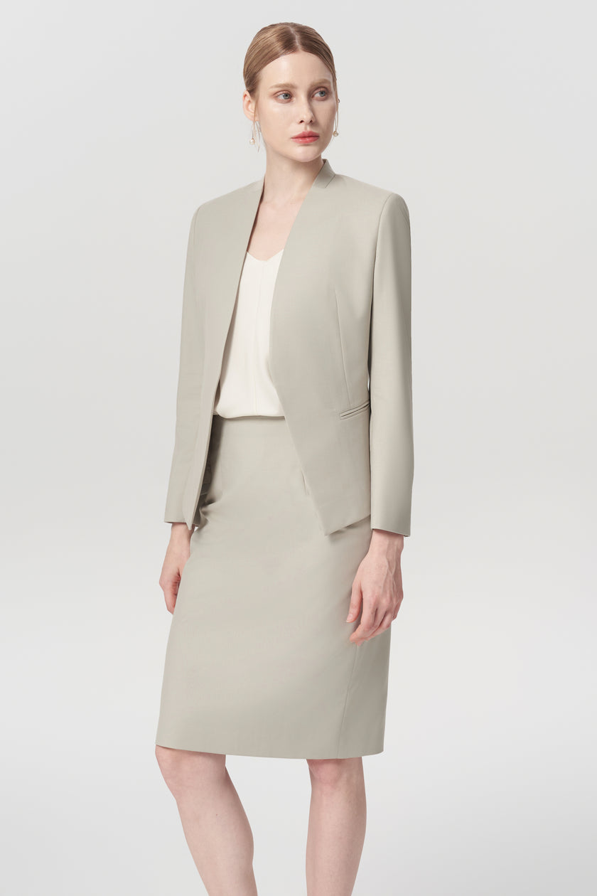 EV LéSuit™ Yale Oatmeal Collarless Blazer