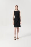 EV Sudro™ Pierre Black Sleeveless Waist Ruched Dress
