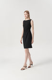 EV Sudro™ Pierre Black Sleeveless Waist Ruched Dress