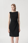 EV Sudro™ Pierre Black Sleeveless Waist Ruched Dress