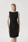 EV Sudro™ Pierre Black Sleeveless Waist Ruched Dress