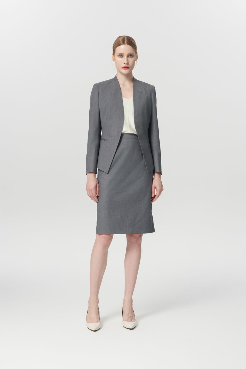 EV LéSuit™ Yale Gray Collarless Blazer