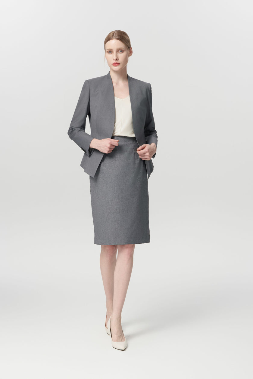 EV LéSuit™ Yale Gray Collarless Blazer