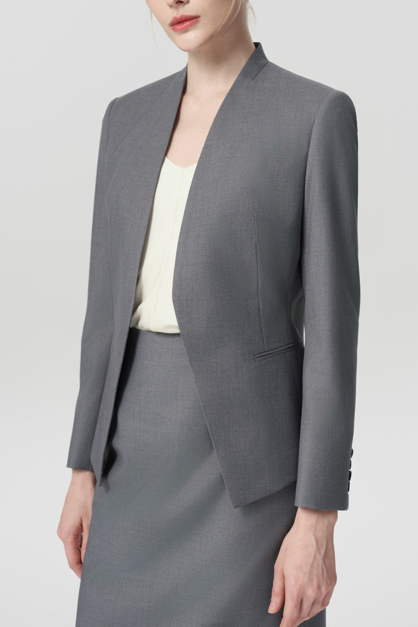 EV LéSuit™ Yale Gray Collarless Blazer