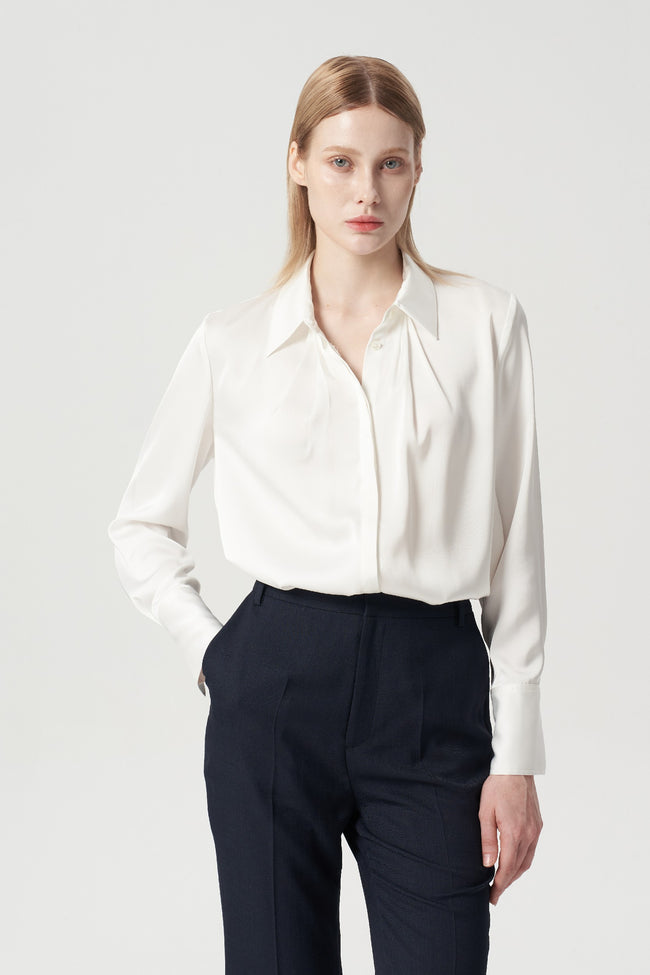 EV Sush™ White Small Point Collar Pintuck Shirt