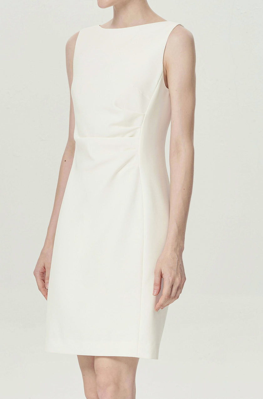 EV Sudro™ Pierre White Sleeveless Waist Ruched Dress