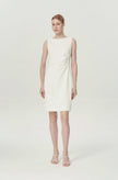 EV Sudro™ Pierre White Sleeveless Waist Ruched Dress