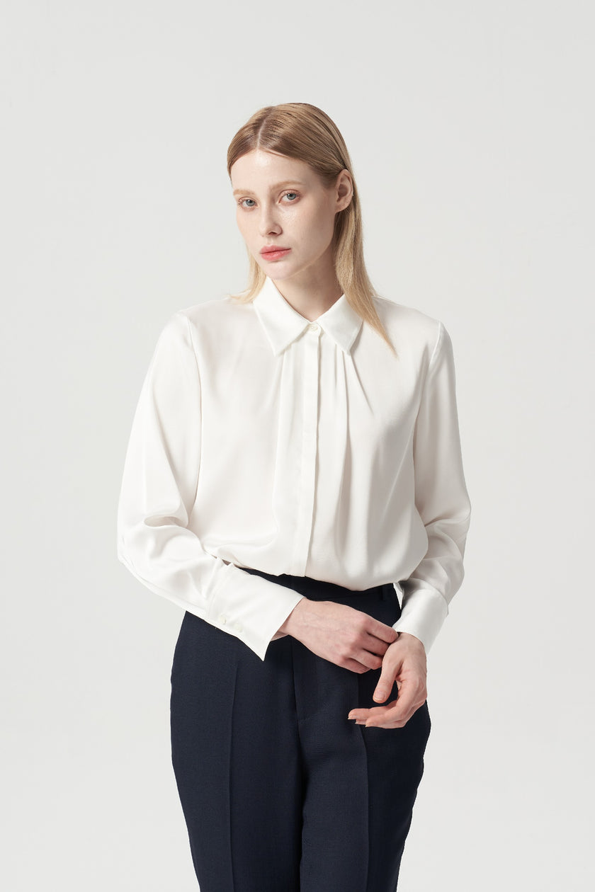 EV Sush™ White Small Point Collar Pintuck Shirt