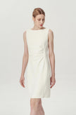 EV Sudro™ Pierre White Sleeveless Waist Ruched Dress