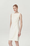 EV Sudro™ Pierre White Sleeveless Waist Ruched Dress