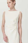 EV Sudro™ Pierre White Sleeveless Waist Ruched Dress
