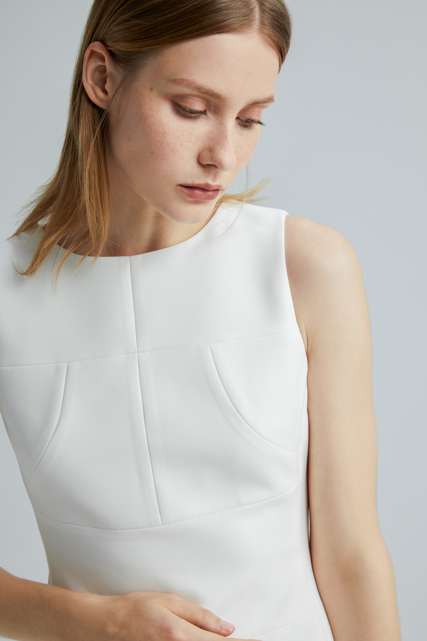 EV Sudro™ White Diamond-ratio Tailoring Sleeveless Dress