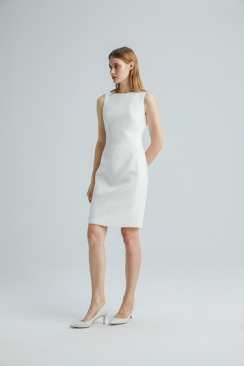 EV Sudro™ White Diamond-ratio Tailoring Sleeveless Dress