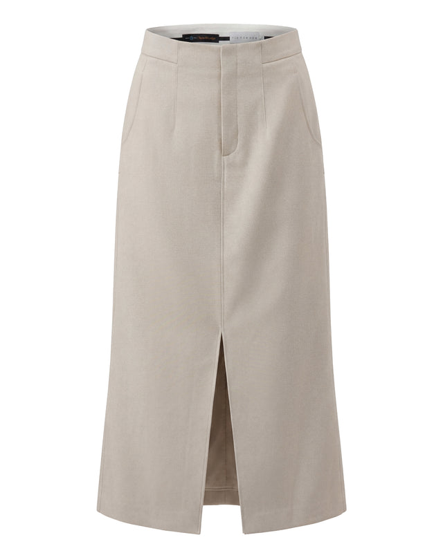 High-Waisted Skirt Textured Oatmeal